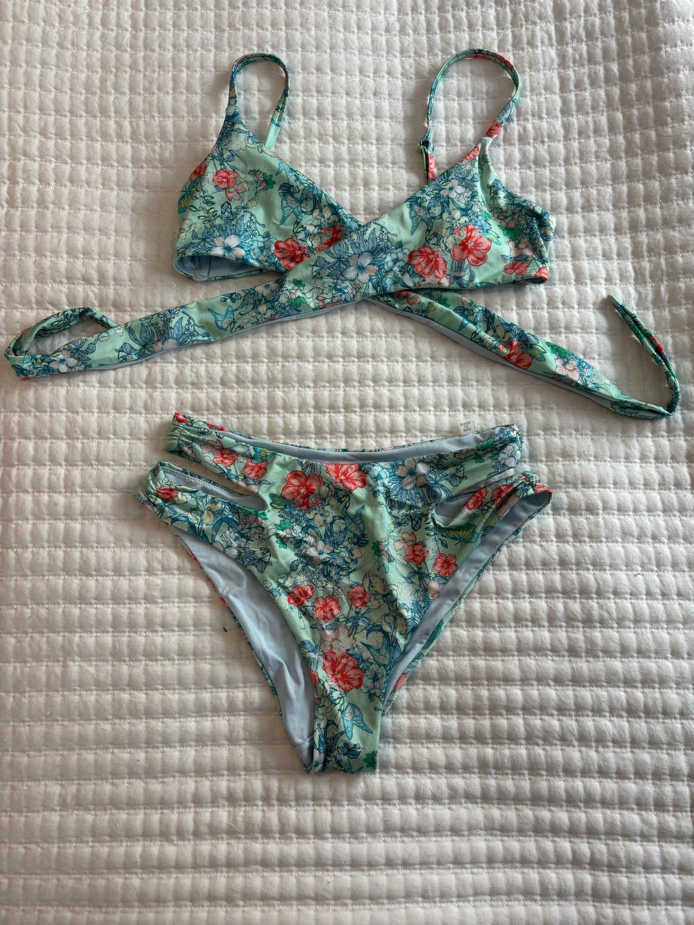 Victoria's Secret Mint Floral Wrap Bikini Set